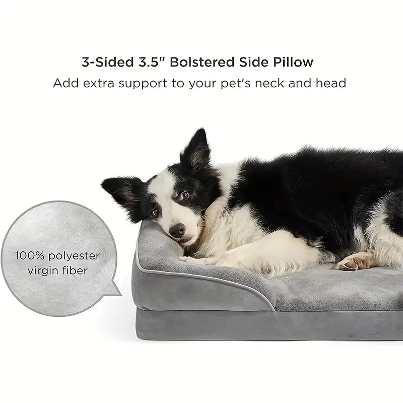 Cama de espuma para perros, sofá para perros con funda extraíble y lavable, sofá impermeable para perros y gatos con sofá inferior antideslizante - imagen 5