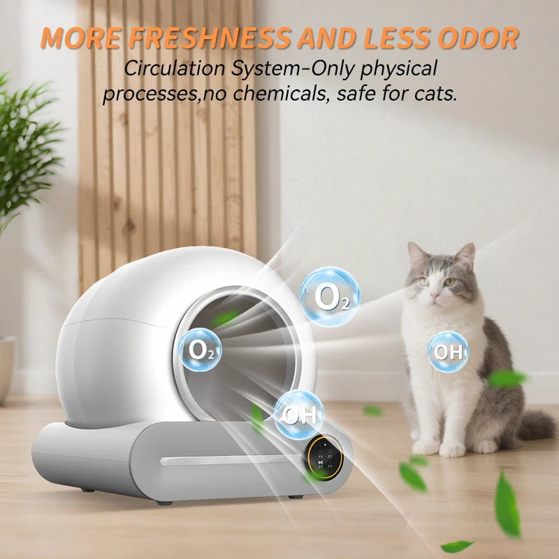 MJDZSW Smart Automatic Cat Litter Box 65L Extra Large Self Cleaning Cat Litter Box App Control Cat Litter Tray Litière Auto Nettoyante - imagen 4
