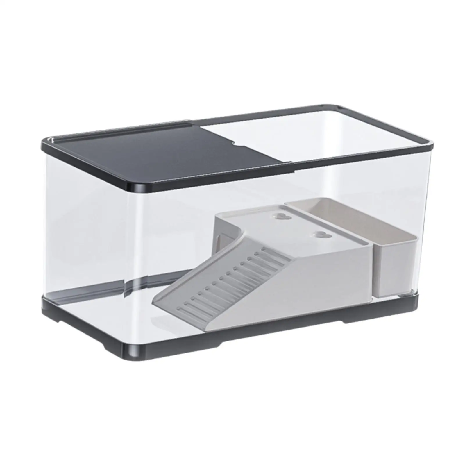 Tanque de peces de plástico para el hogar, tanque de tortugas con plataforma de tomar el sol para cangrejos, peces, anfibios, reptiles, pecera pequeña