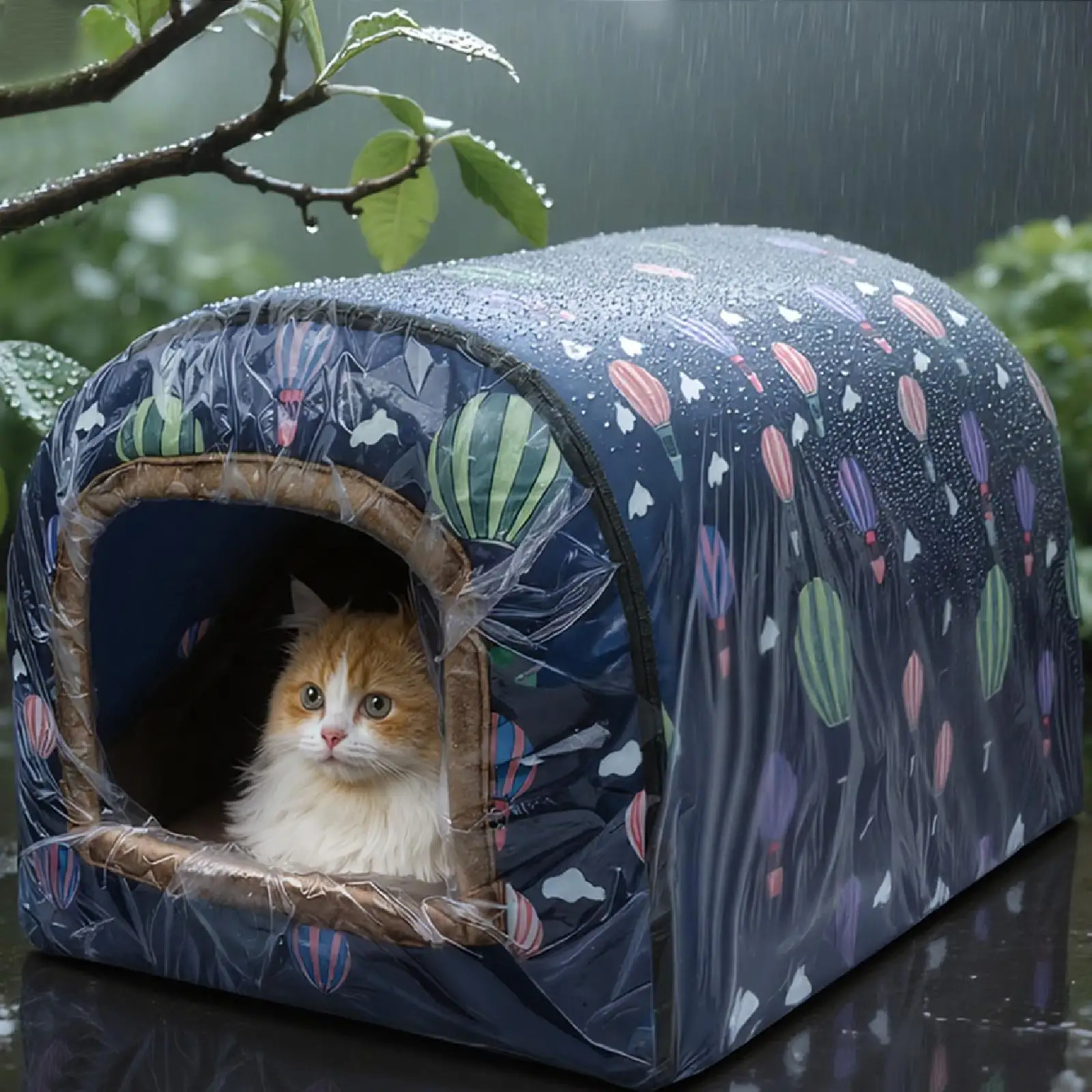 Tienda de campaña para mascotas de tela Oxford, casa para perros impermeable desmontable, cama de cueva cálida para gatos para cachorros y gatitos, refugio para las cuatro estaciones - imagen 2