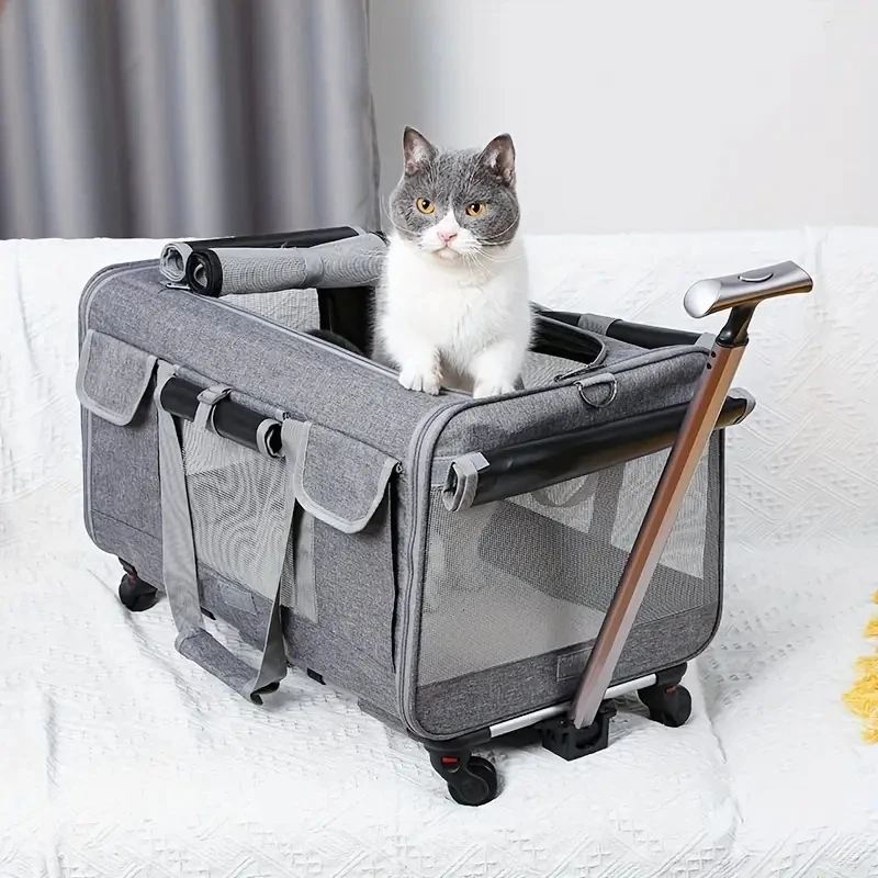 Cubierta de carrito portátil extra grande para mascotas, cubierta de carrito para perros desmontable, bolsa grande plegable para mascotas, bolsa de transporte de viaje para gatos