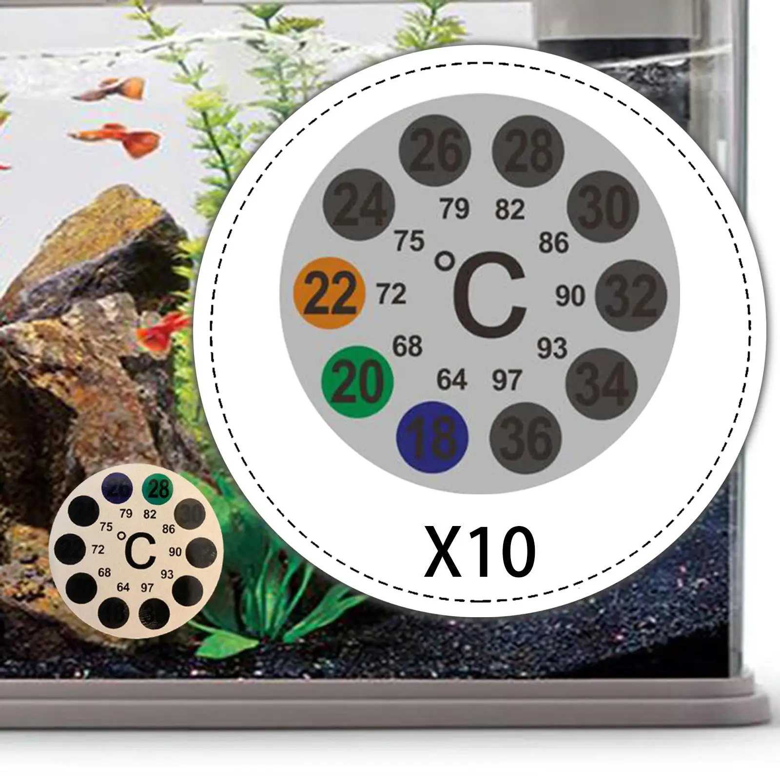 Termómetro adhesivo para acuario y terrario – Medidor de temperatura