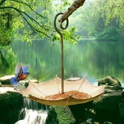 Comedero para pájaros colgante en forma de paraguas, cuenco creativo para alimentación de pájaros al aire libre para el hogar, jardín, patio, decoración de Patio