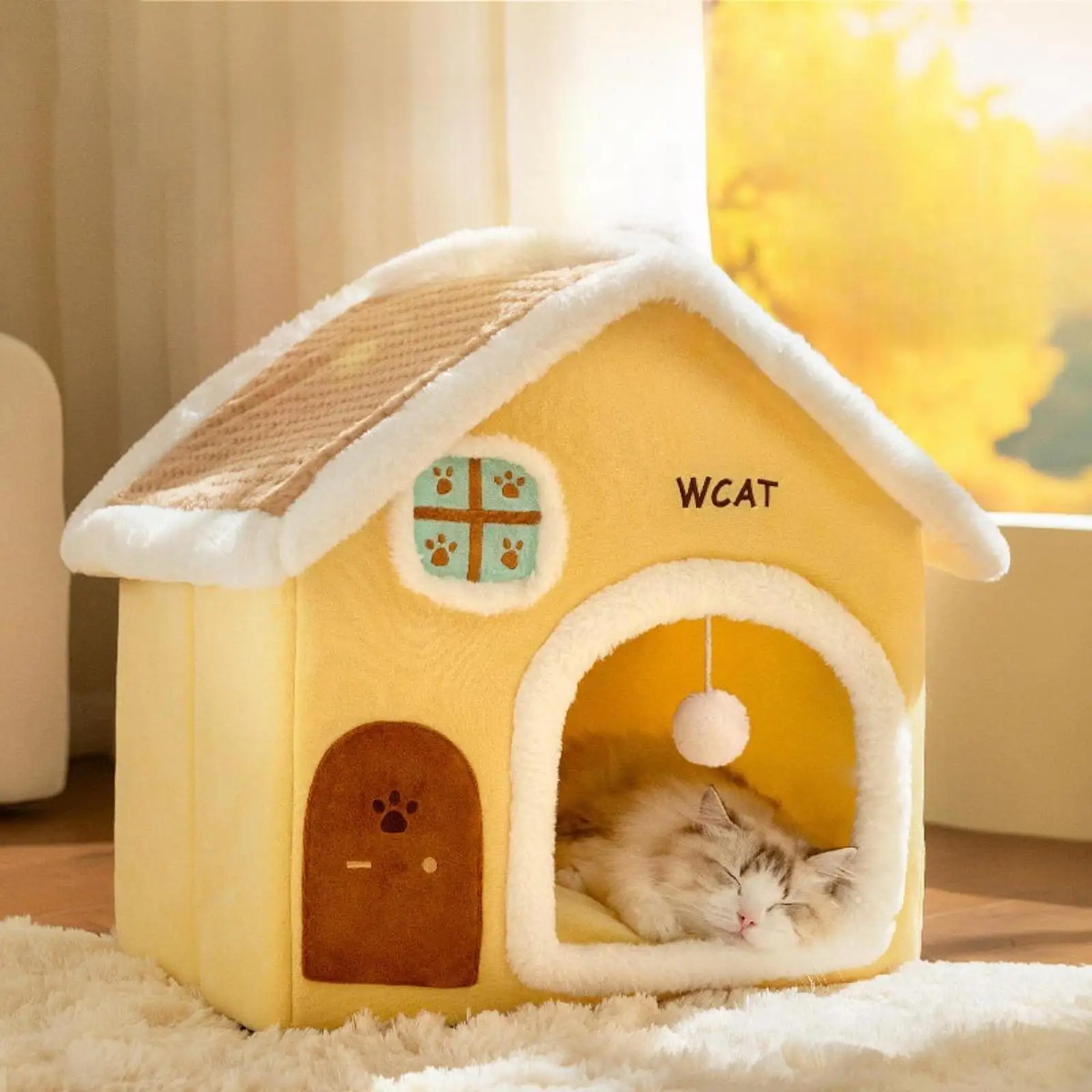 Casa para gatos gruesa de invierno, nido cálido para animales pequeños, casa de juego para gatos de interior, hábitat, suministros para mascotas - imagen 2