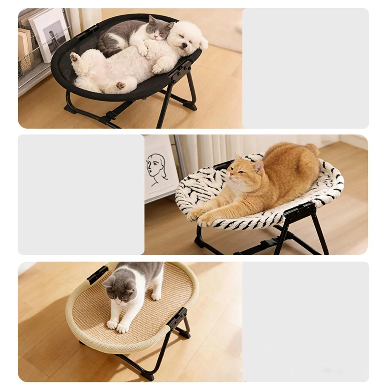 Cama reversible 4 estaciones para gatos y perros pequeños – Felpa y sisal - imagen 4