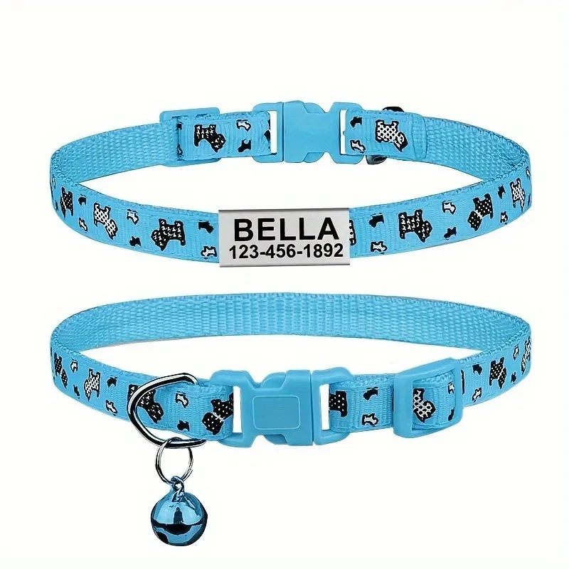 Collar personalizado hueso ajustable para perros pequeños y gatos