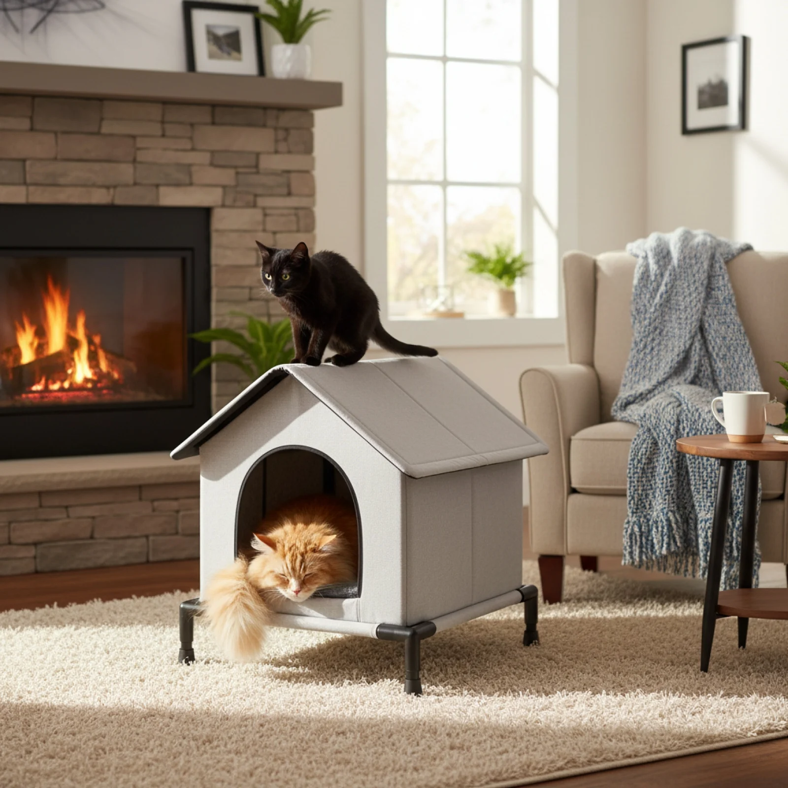 Casa para gatos sin hogar, refugio impermeable para mascotas, casa para perros, perrera para interiores y exteriores, suministros para cachorros pequeños y gatitos, invierno - imagen 2