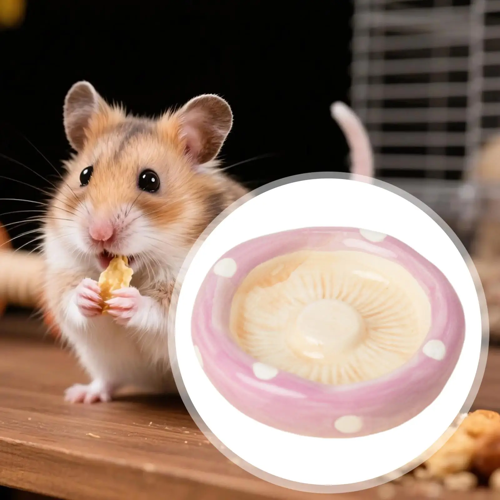 Cuenco de cerámica con forma de seta para alimentación de hámster, contenedor de comida para hámster, para Chinchilla, gerbils, suministros de alimentación para animales pequeños - imagen 2