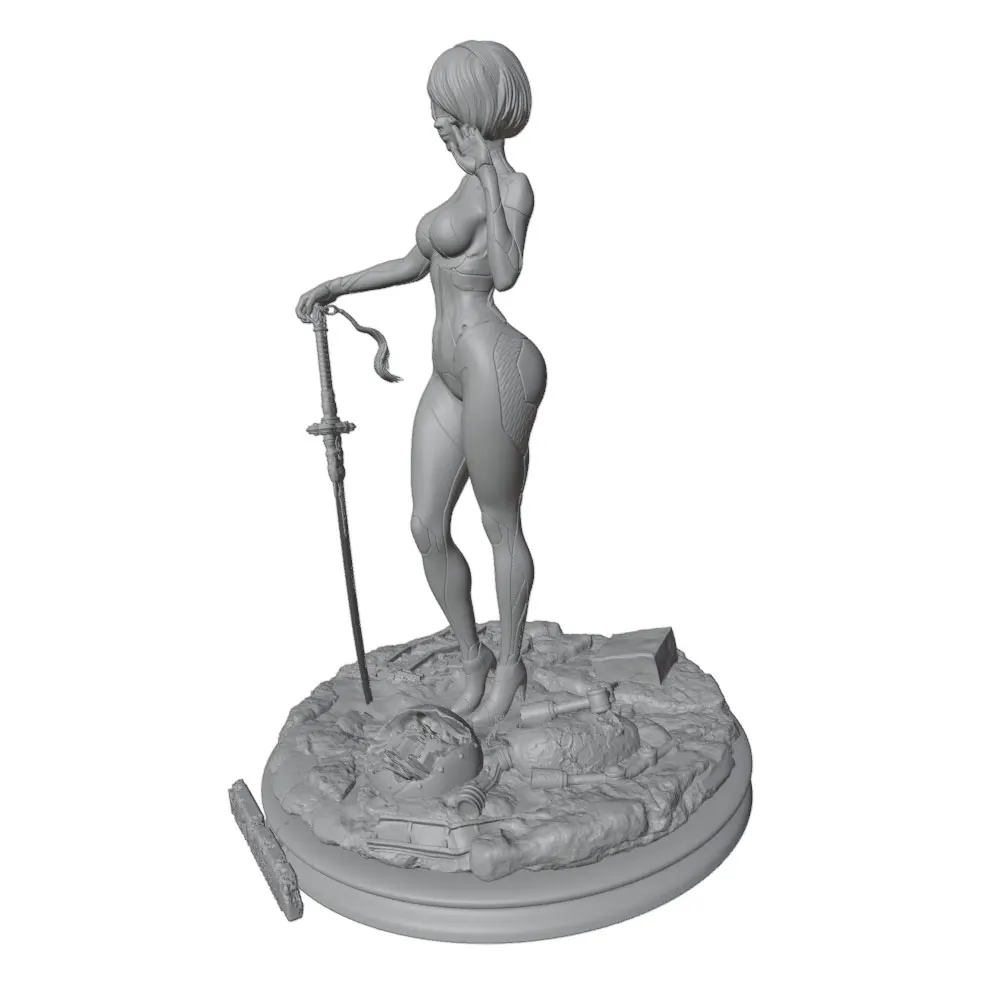 Figura de resina 1/24 Warrior miniatura gris, sin montar ni pintar - imagen 2