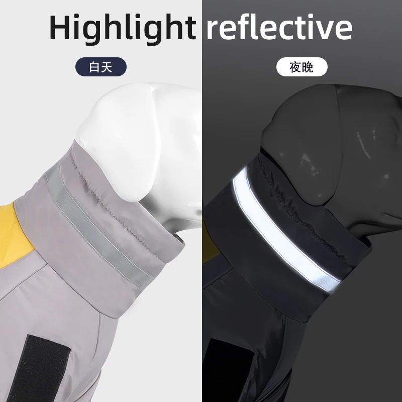 Abrigo cálido para perros grandes, chaqueta acolchada reflectante de invierno para perros en clima frío con arnés, chaleco impermeable incorporado para mascotas, traje de nieve - imagen 2