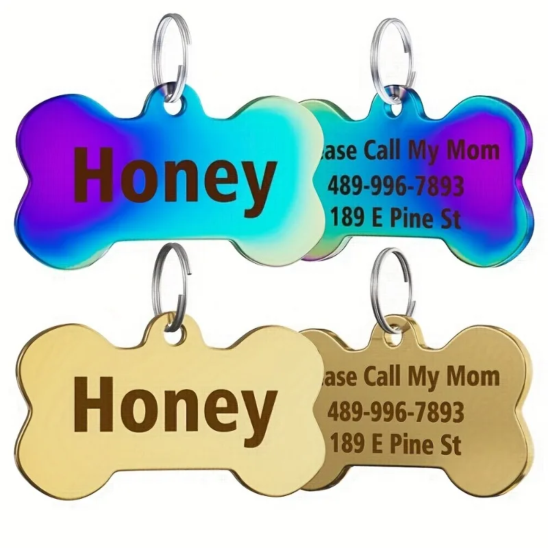 Placa identificativa acero inoxidable para perro y gato – Grabado antipérdida - imagen 2