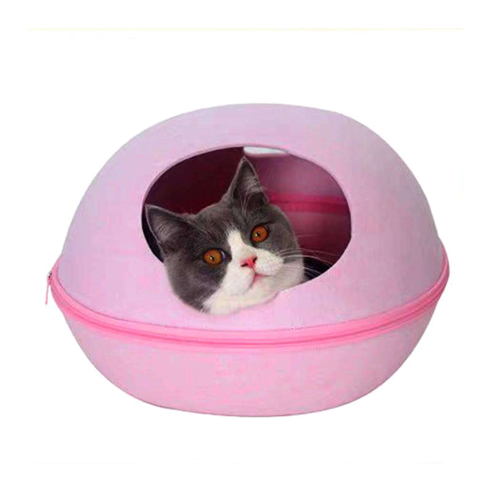 Casa semicerrada para perros y mascotas, cama de fieltro cálida y resistente a los arañazos para gatos, cueva para interiores, tienda para gatos, cama para dormir para mascotas, suministros para mascotas - imagen 4