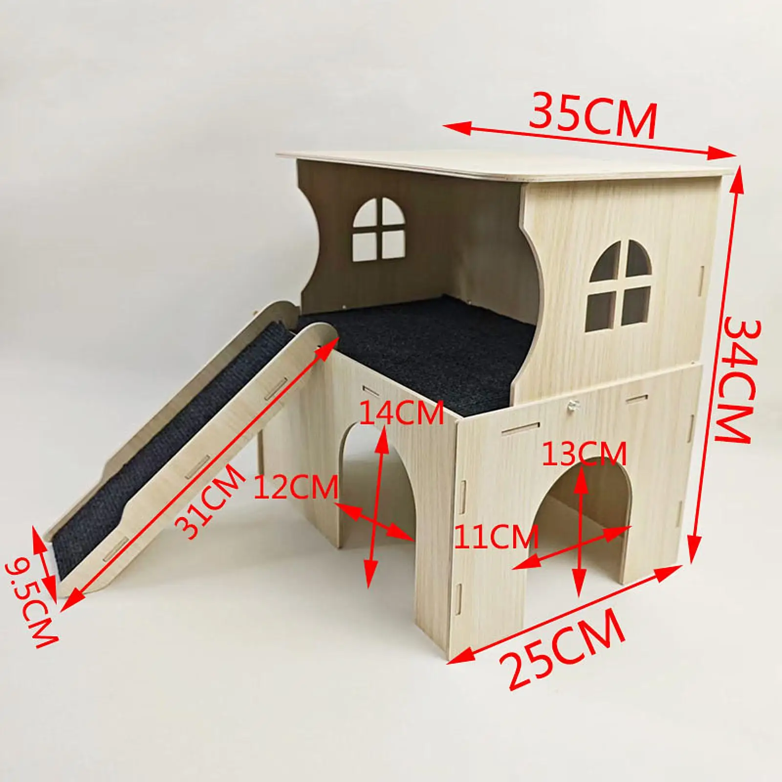 Casa de madera para hámster, escondite de conejillo de indias con escaleras, casa para animales pequeños, jaula para cama, accesorios para gerbils, ratones, jaula para Chinchillas - imagen 4