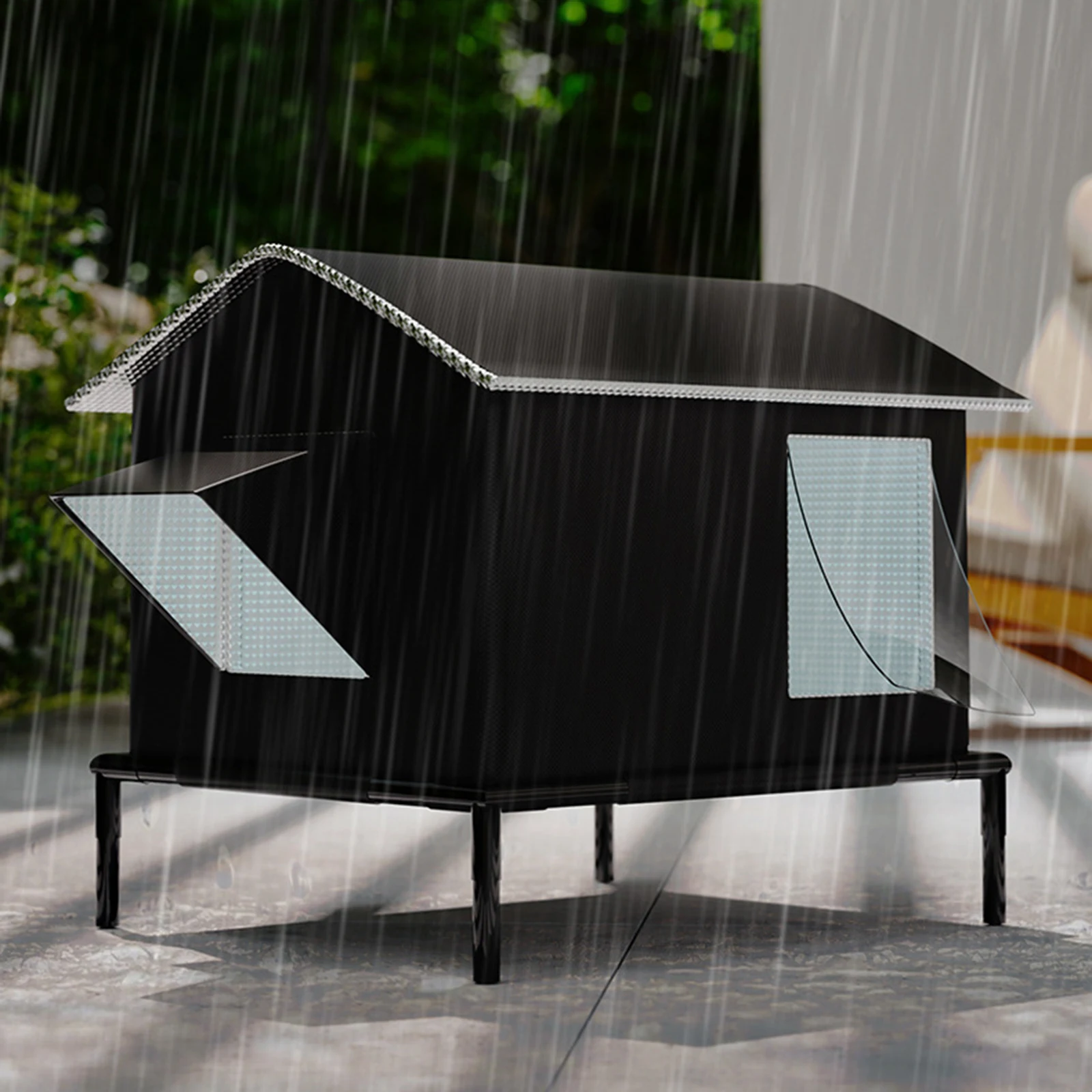 Casa para gatos cálida y al aire libre para invierno, perrera para gatos con aislamiento resistente a la intemperie, tienda para mascotas con Base elevada para gatos de interior y exterior, perros pequeños - imagen 4