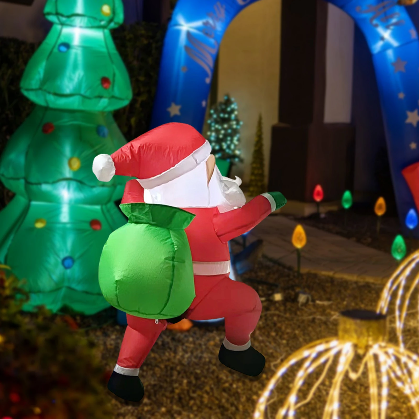 Decoración navideña inflable colgante de Papá Noel, ventana de escalada al aire libre, Papá Noel inflable para patio, jardín, césped, decoración navideña - imagen 2