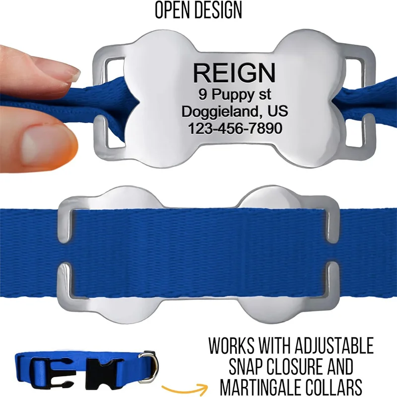 Placa identificación para perros y gatos con grabado curvo para collar - imagen 5