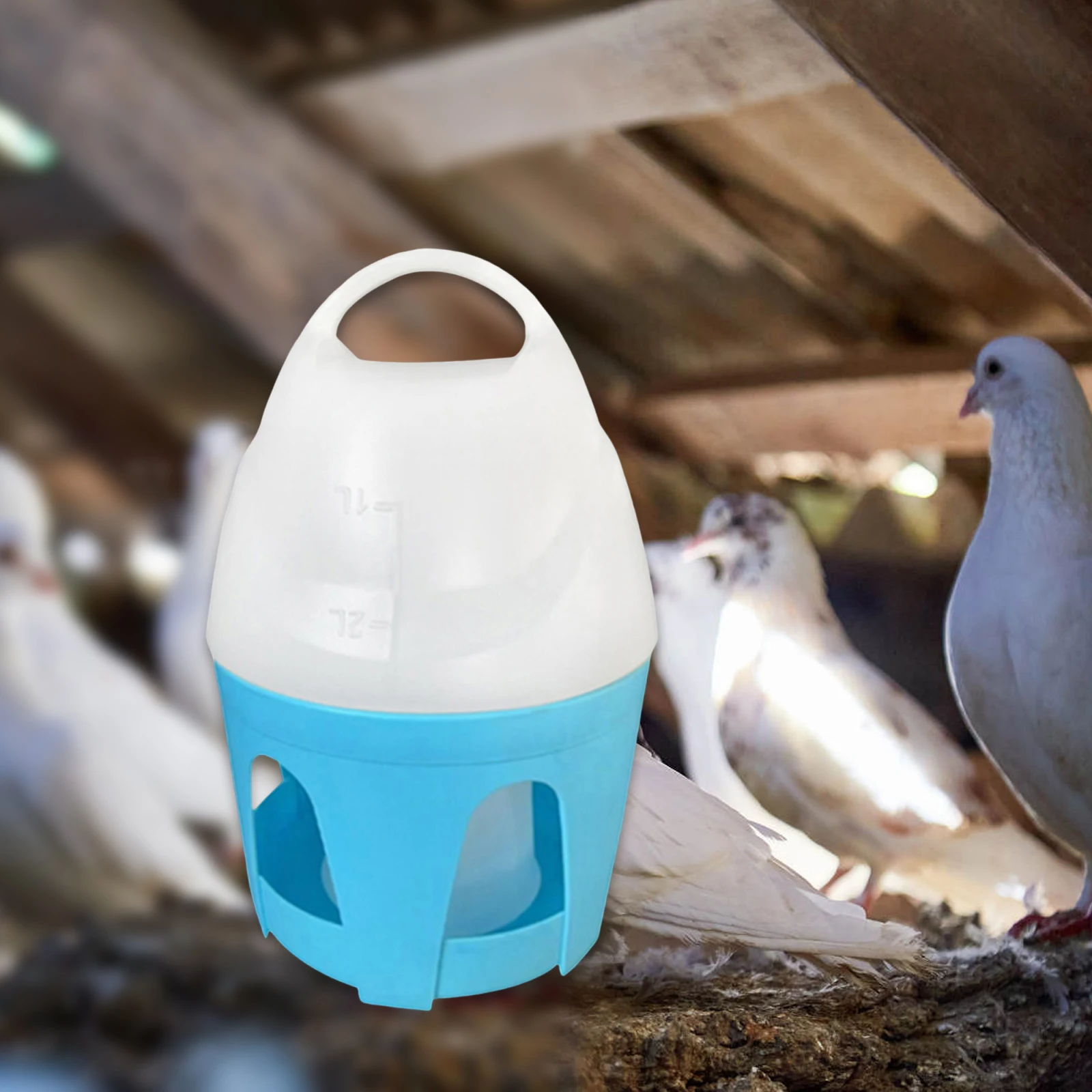 Dispensador de agua para palomas de gran capacidad, recipiente automático portátil para olla de agua para pájaros, para pato, pollos, paloma, suministros de alimentación canarios - imagen 2