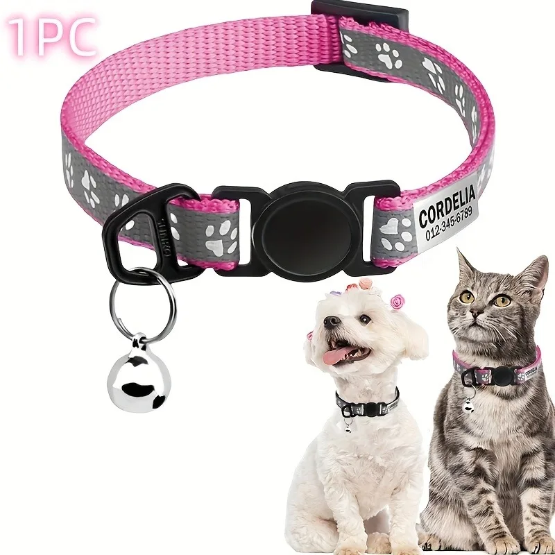 Collar reflectante personalizado para gatos con placa identificación - imagen 3