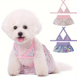 Traje de baño veraniego con escamas para perros pequeños