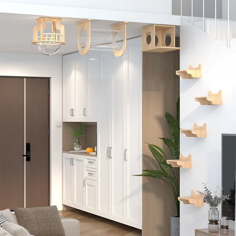 Casa trepadora de pared para gatos, estante para cama, torre de árbol montada en la pared, casa ocultadora, Villa, Castillo para gatos de interior, accesorios para dormir - imagen 3