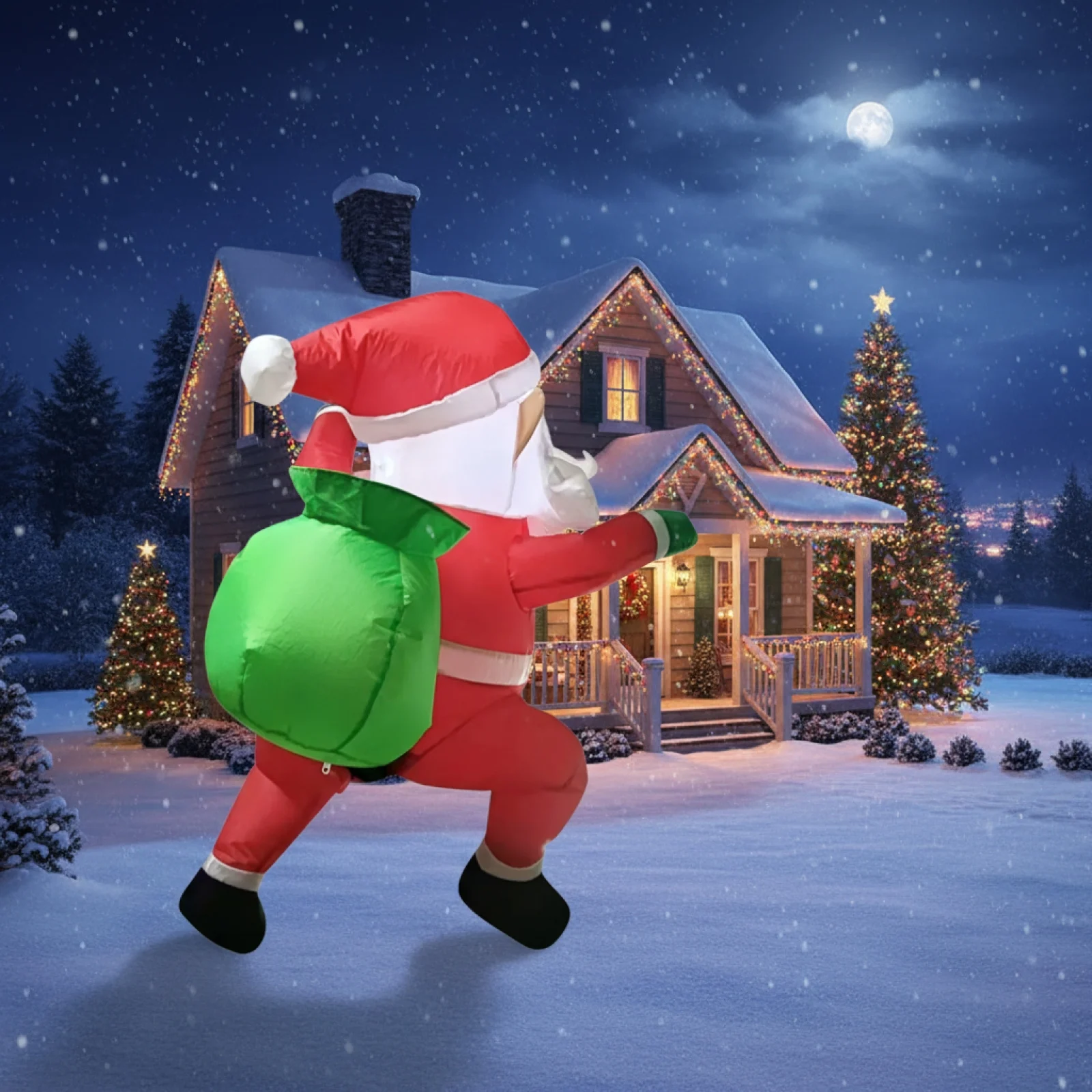 Decoración navideña inflable colgante de Papá Noel, ventana de escalada al aire libre, Papá Noel inflable para patio, jardín, césped, decoración navideña - imagen 3