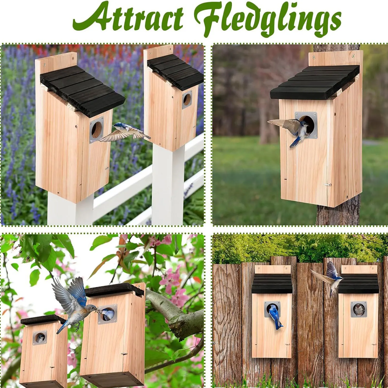 Casa para pájaros azul colgante - nido de madera resistente - imagen 5