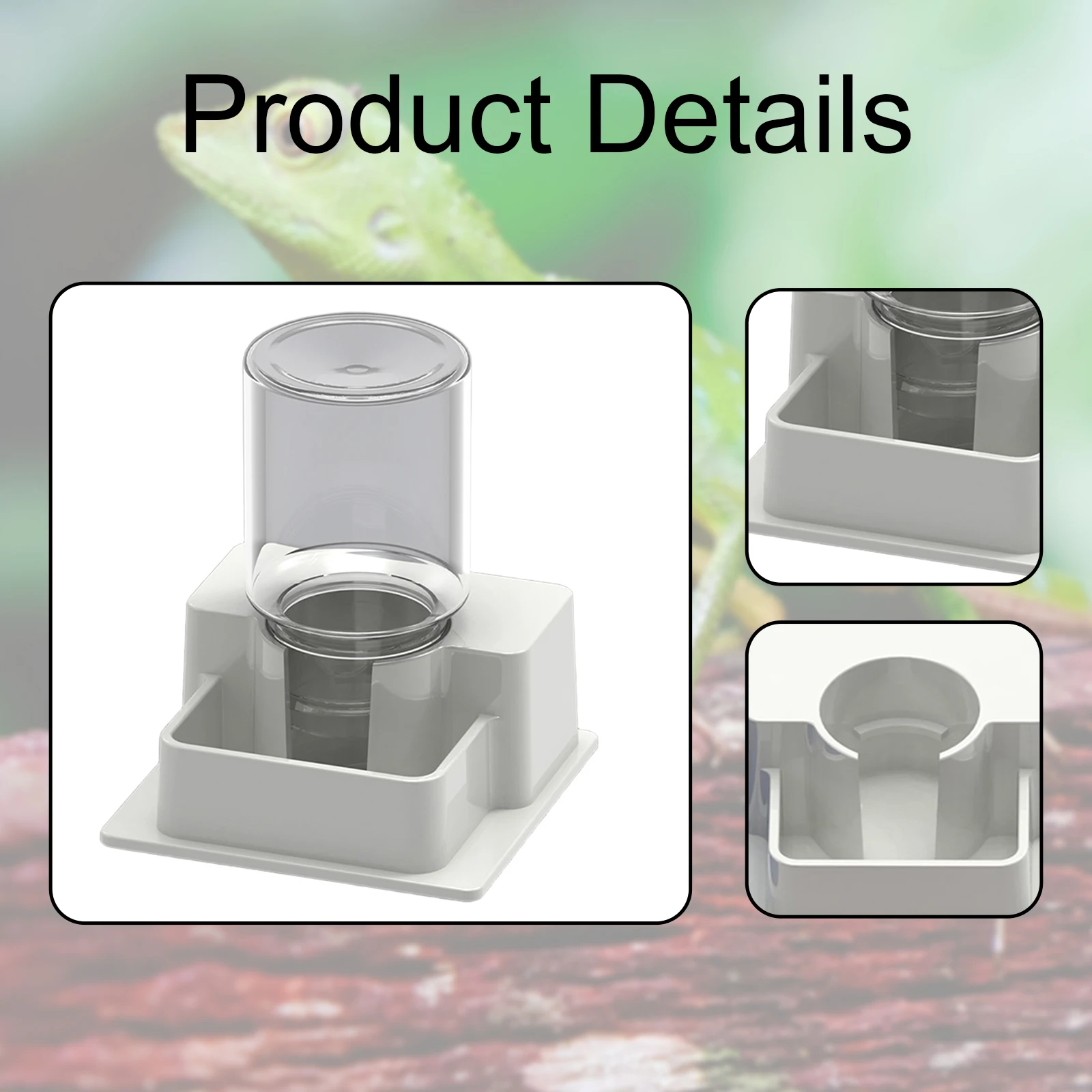 Dispensador automático de agua para reptiles con botella, botella de agua para reptiles, tortuga, plato de agua para anfibios, suministros de alimentación - imagen 5