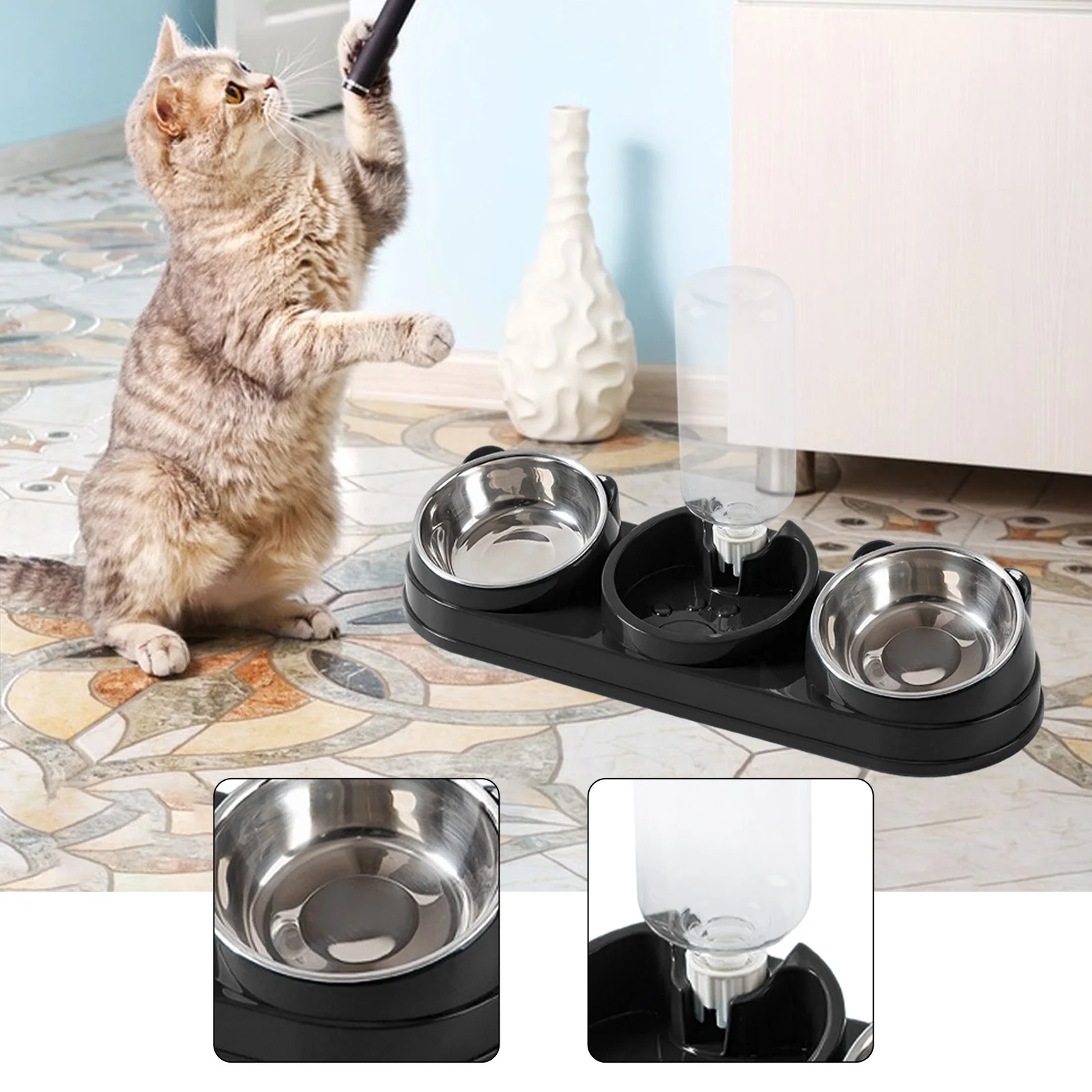 Cuencos 3 en 1 para perros y gatos, juego de cuencos de agua y comida, platos elevados para gatos para hámster, perros pequeños, gatitos, suministros de alimentación para mascotas - imagen 3