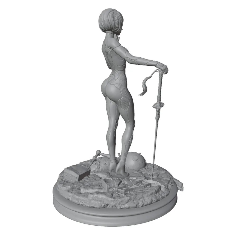 Figura de resina 1/24 Warrior miniatura gris, sin montar ni pintar - imagen 4