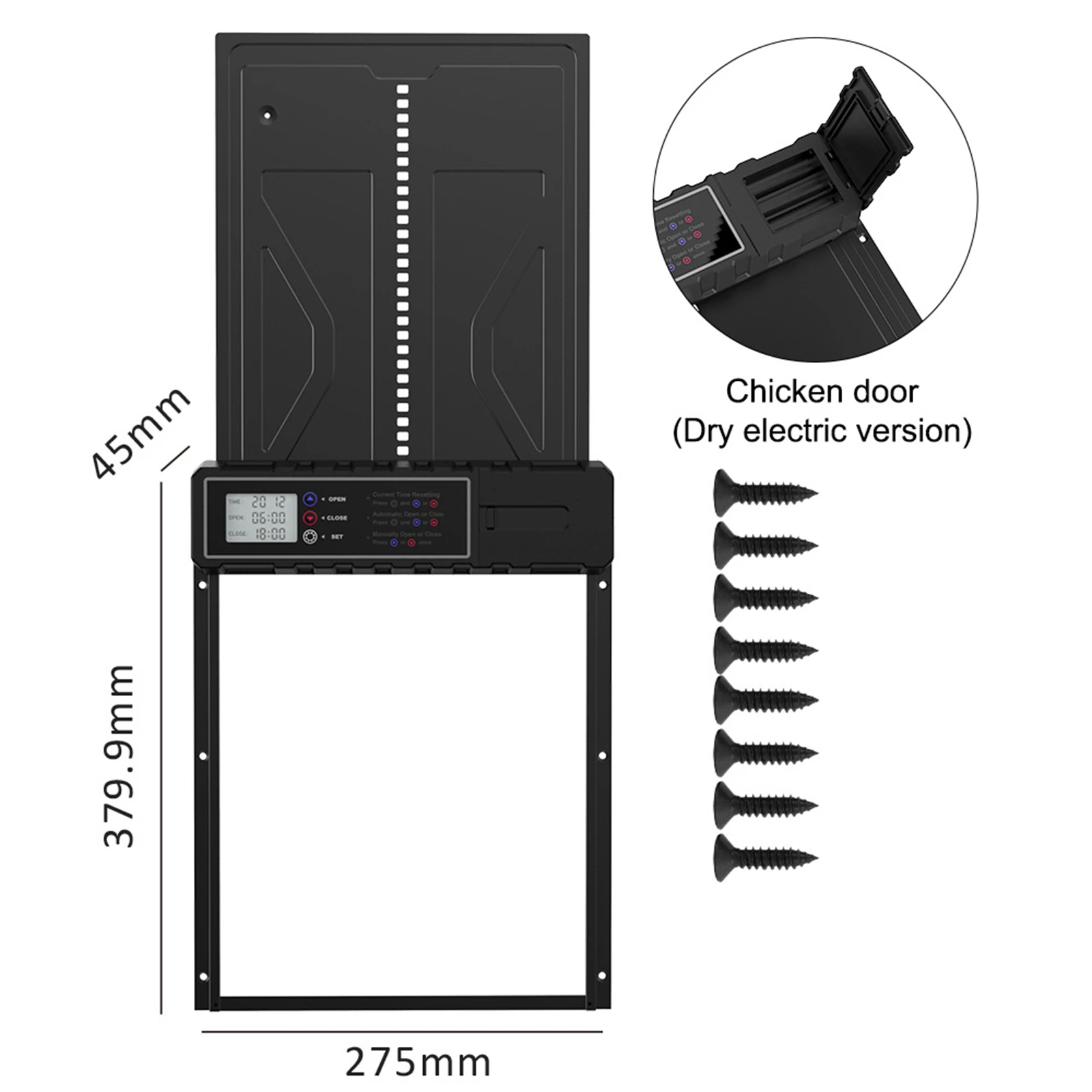 Puerta automática impermeable para gallinero con temporizador de pantalla grande, puerta eléctrica para pollo y pato para cría de aves de corral - imagen 4