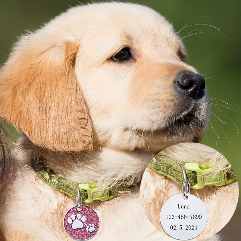 Placa de identificación personalizada con nombre para gato y perro