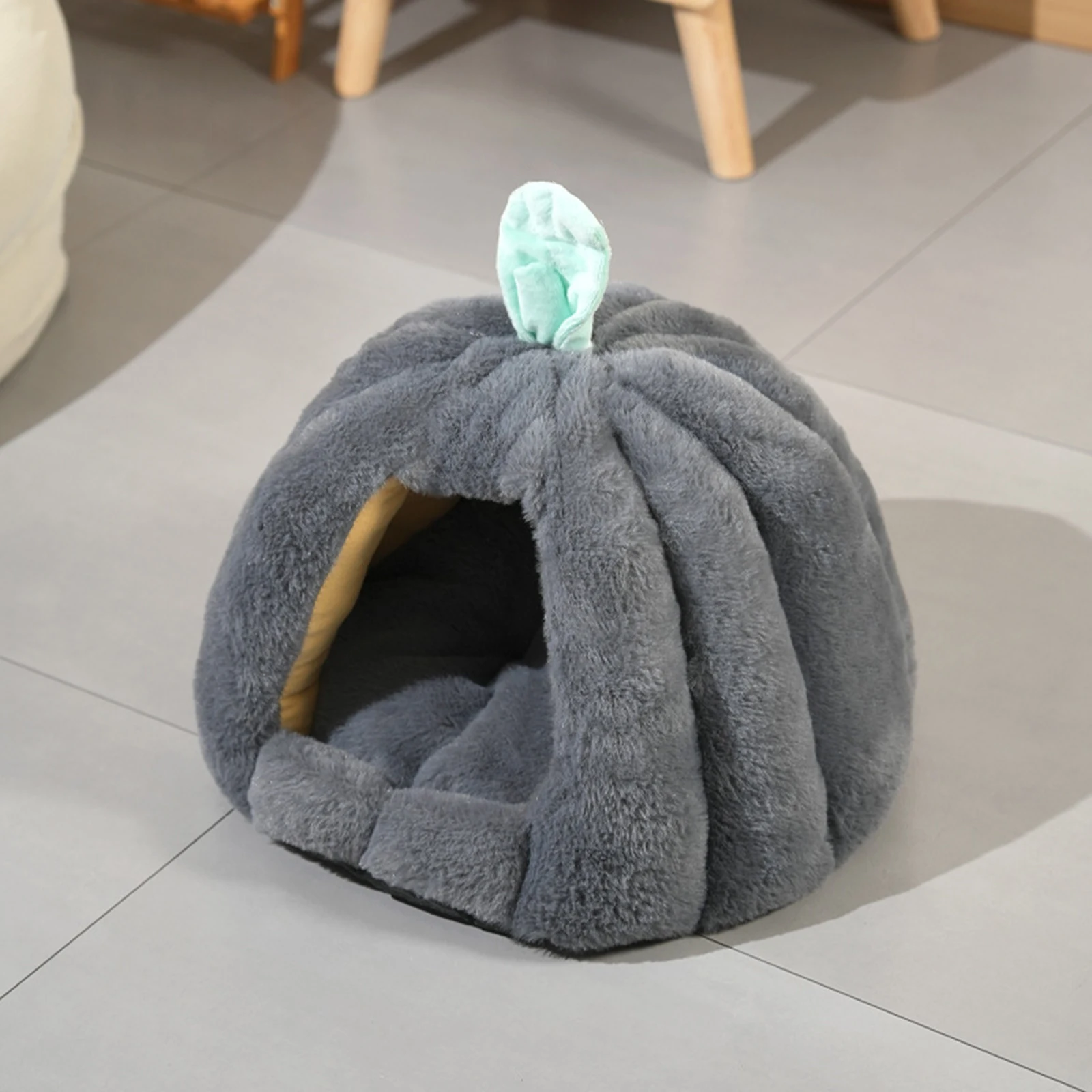 Semi Enclosed Cat Bed Non Slip Base Kitten Teddy Kennel Winter Warmer Puppy Bed for Small Cat Dogs Pet Supplies - imagen 4
