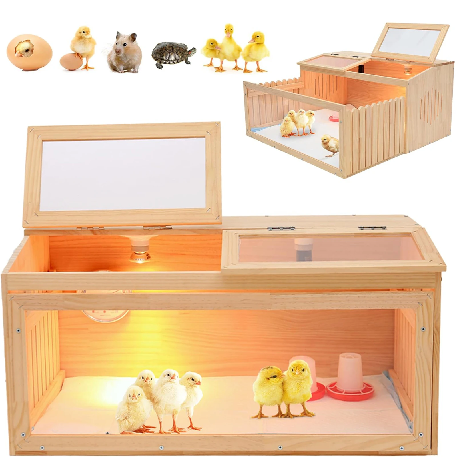 Caja de madera para chocadeira de pollos, jaula para animales pequeños, caja de cría de aves de corral para codorniz, pájaros, hámsteres, erizos, suministros de cría - imagen 2