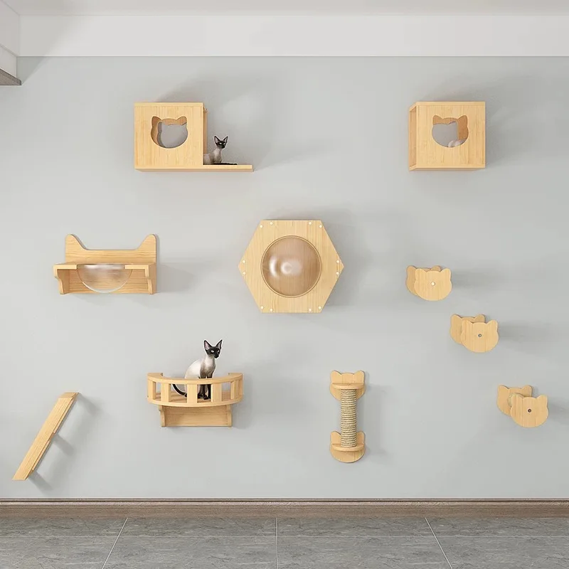 Hamaca con marco de escalada para gatos, poste rascador de sisal móvil para gatos, pedal de actividad interior montado en la pared, árbol para gatos, torre para gatos - imagen 3