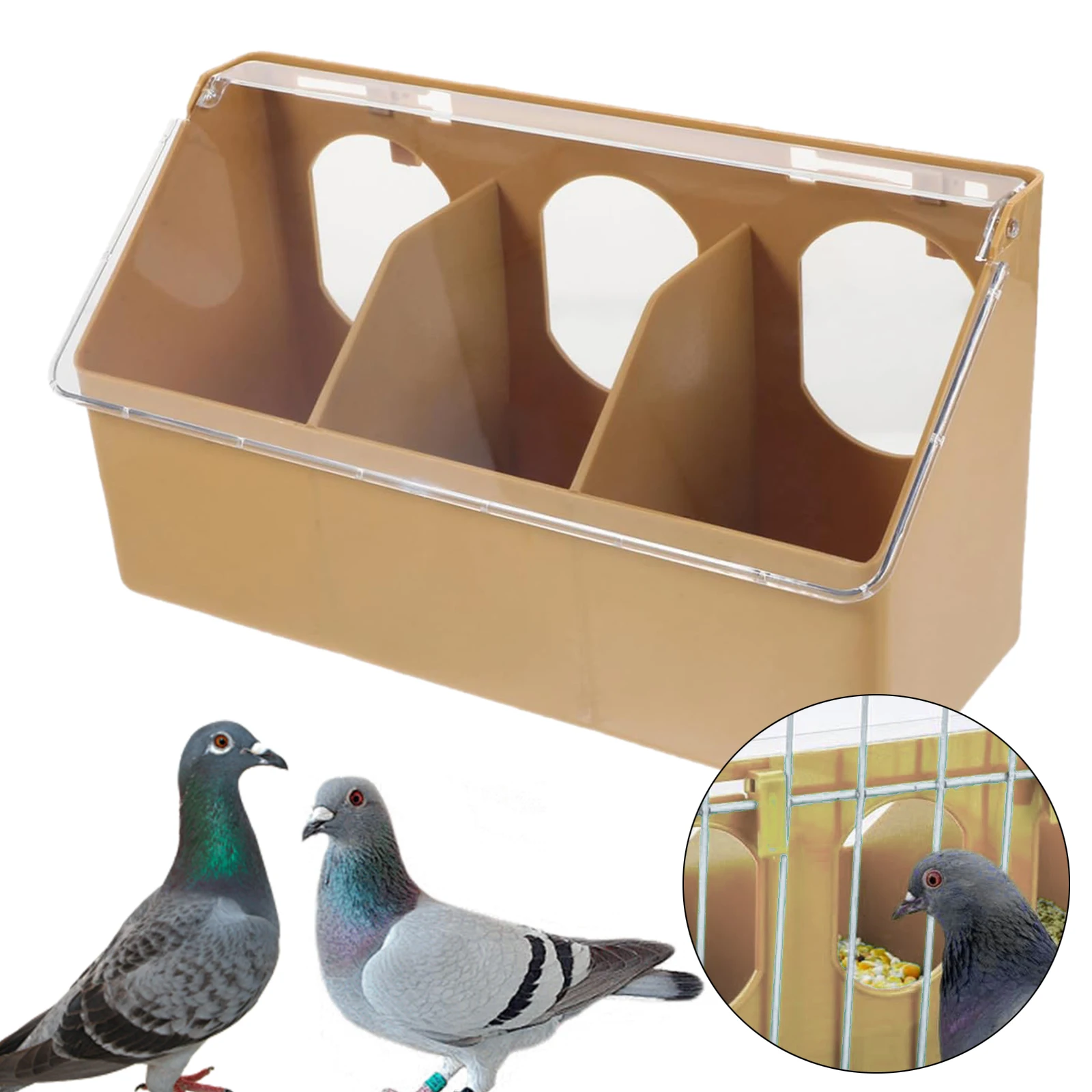 Caja de alimentación colgante para pájaros, 2/3 rejillas, alimentador de agua de plástico para pájaros, dispensador de comida para palomas para loros, cacatúas, suministros de alimentación para pájaros