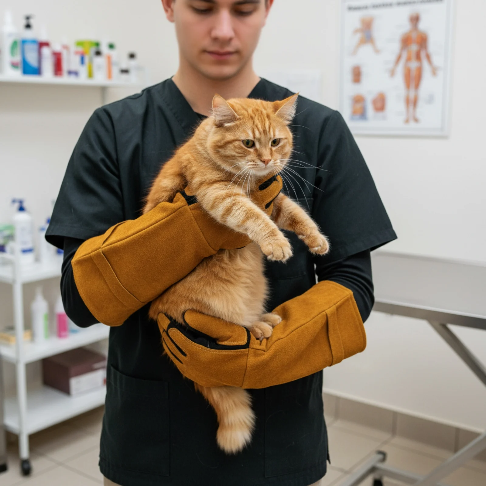Guantes de manipulación de animales de 38,5 cm/55cm, guantes de entrenamiento antimordeduras para mascotas, para perros, gatos, pájaros, lagartos, reptiles, aseo de baño