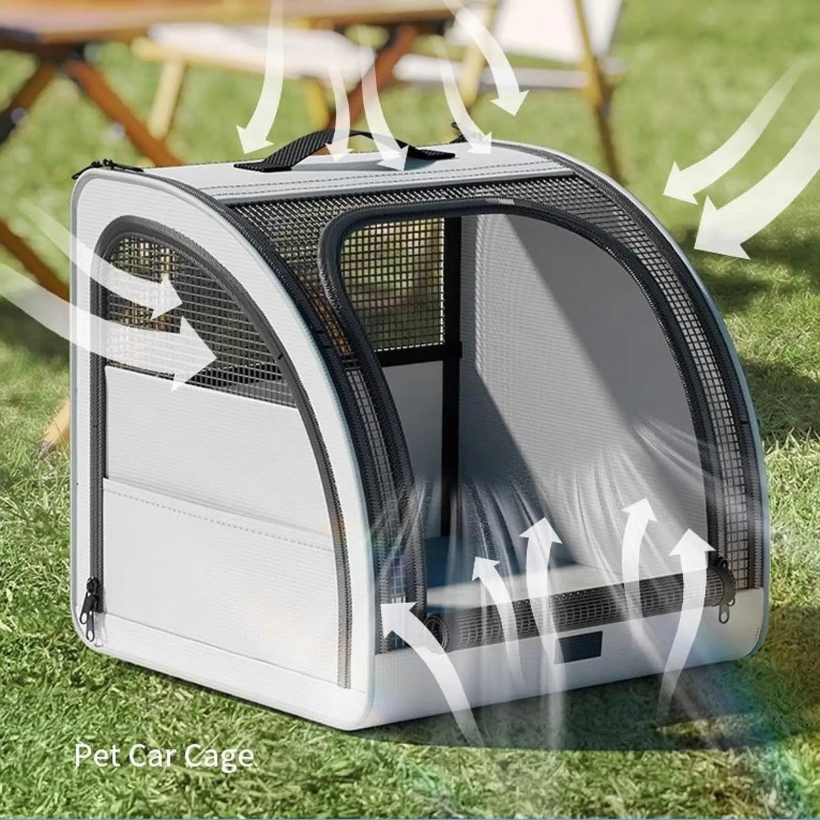 Mochila transportadora de tela Oxford para gatos, cama transpirable para perros y mascotas, bolsa de viaje para animales pequeños, bolsa de transporte de viaje para acampar al aire libre - imagen 2