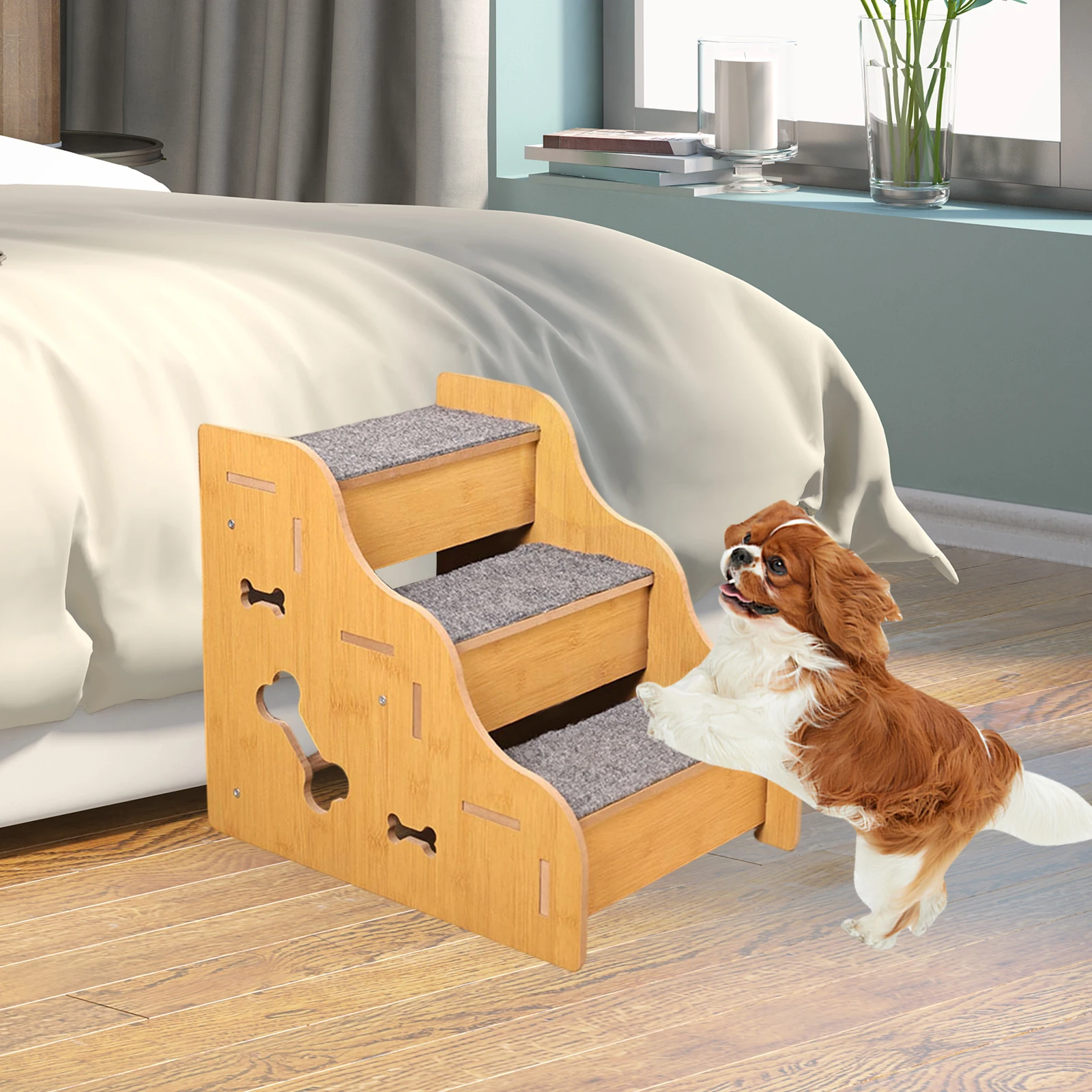 Escalera antideslizante de madera para perros pequeños y gatos - imagen 3