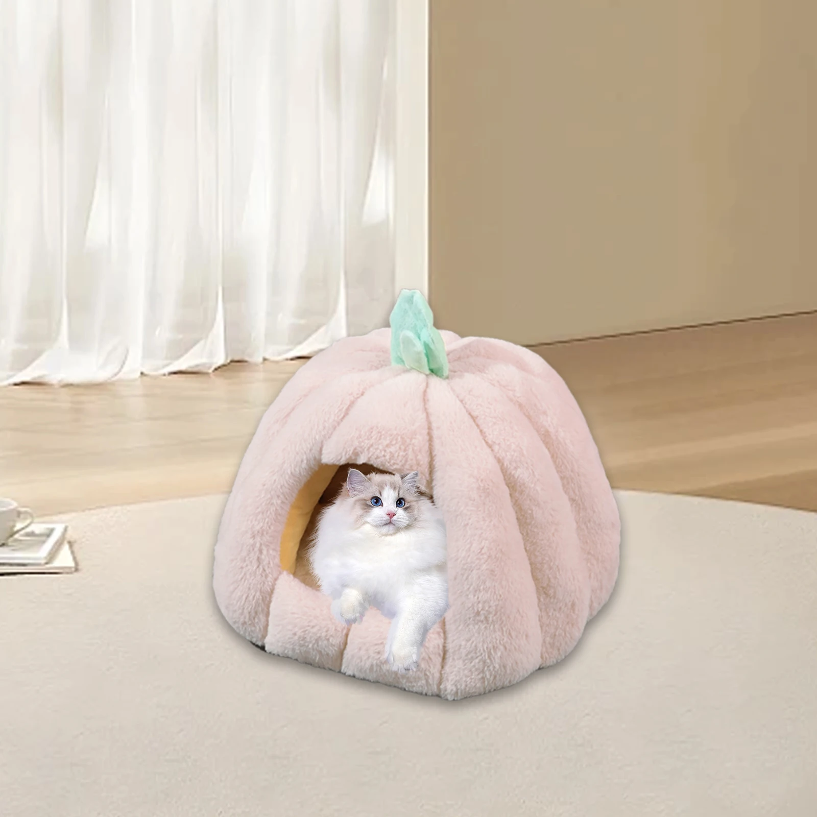 Semi Enclosed Cat Bed Non Slip Base Kitten Teddy Kennel Winter Warmer Puppy Bed for Small Cat Dogs Pet Supplies - imagen 3