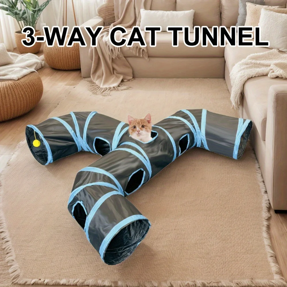 Túnel extensible 3 vías para gatos – Juguete de grifo rodante - imagen 4