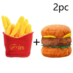 Juguete peluche combo comida rápida para gato y perro – Patatas fritas y hamburguesa