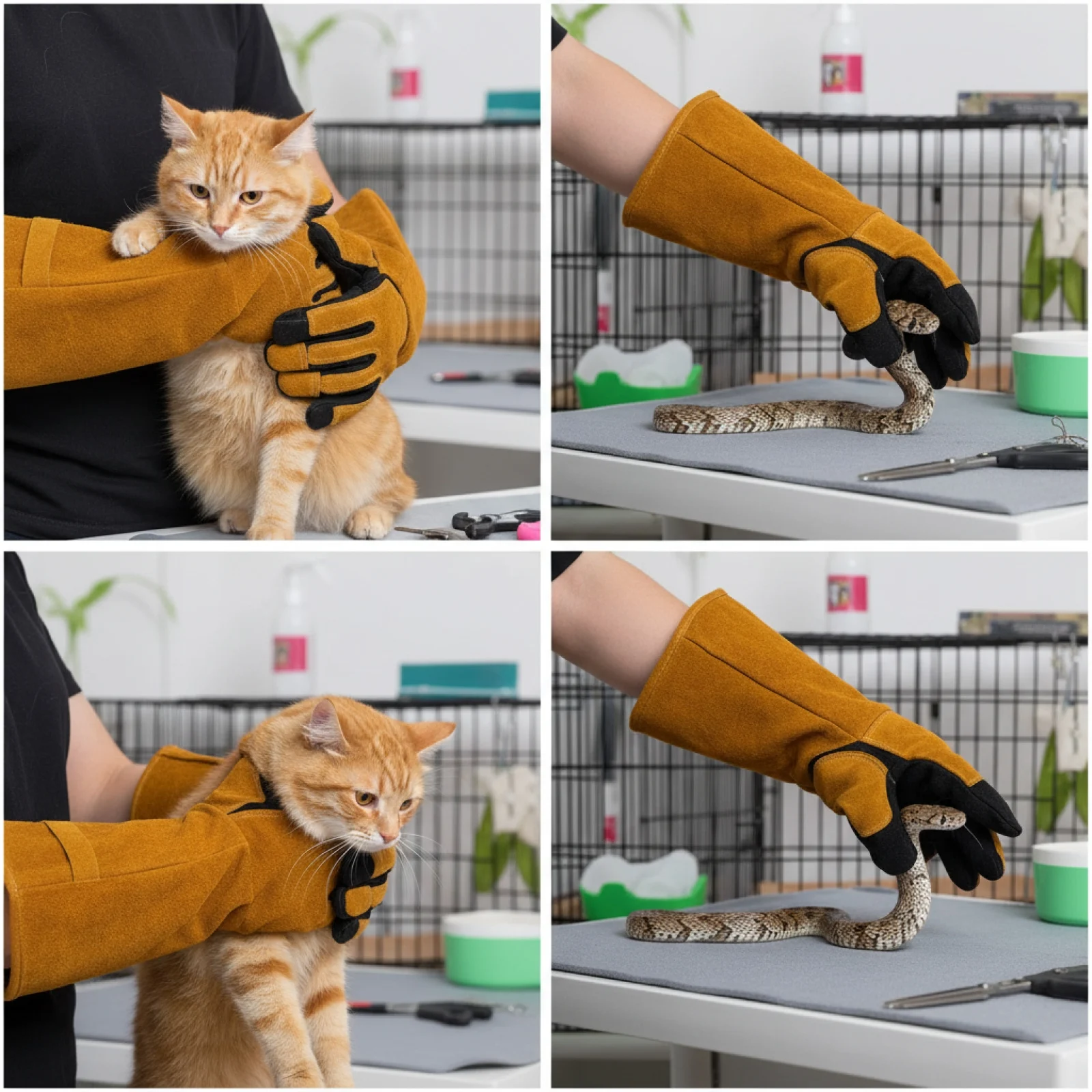 Guantes de manipulación de animales de 38,5 cm/55cm, guantes de entrenamiento antimordeduras para mascotas, para perros, gatos, pájaros, lagartos, reptiles, aseo de baño - imagen 2