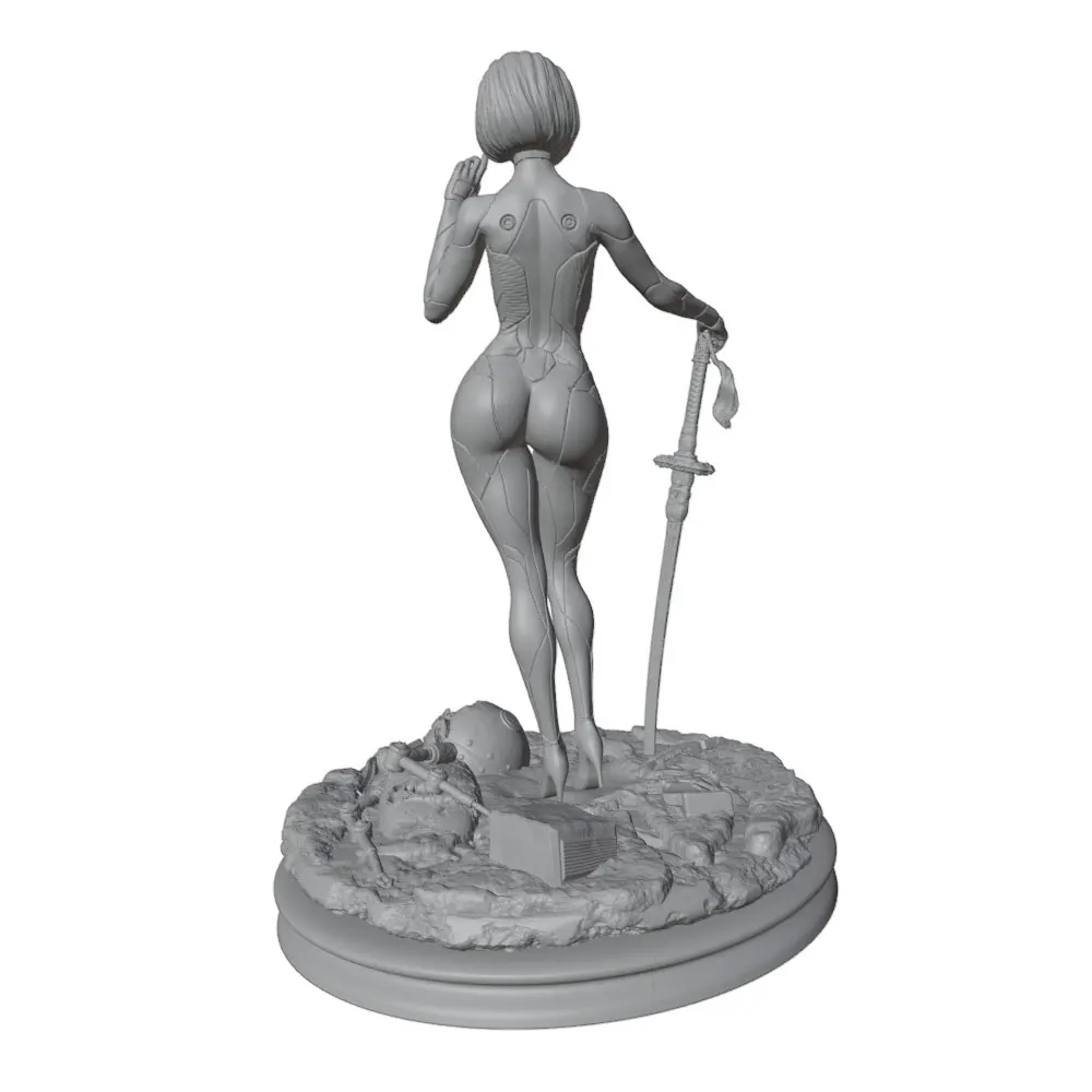 Figura de resina 1/24 Warrior miniatura gris, sin montar ni pintar - imagen 5