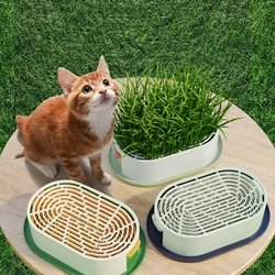 Maceta de hierba para gato con bandeja hidropónica y drenaje
