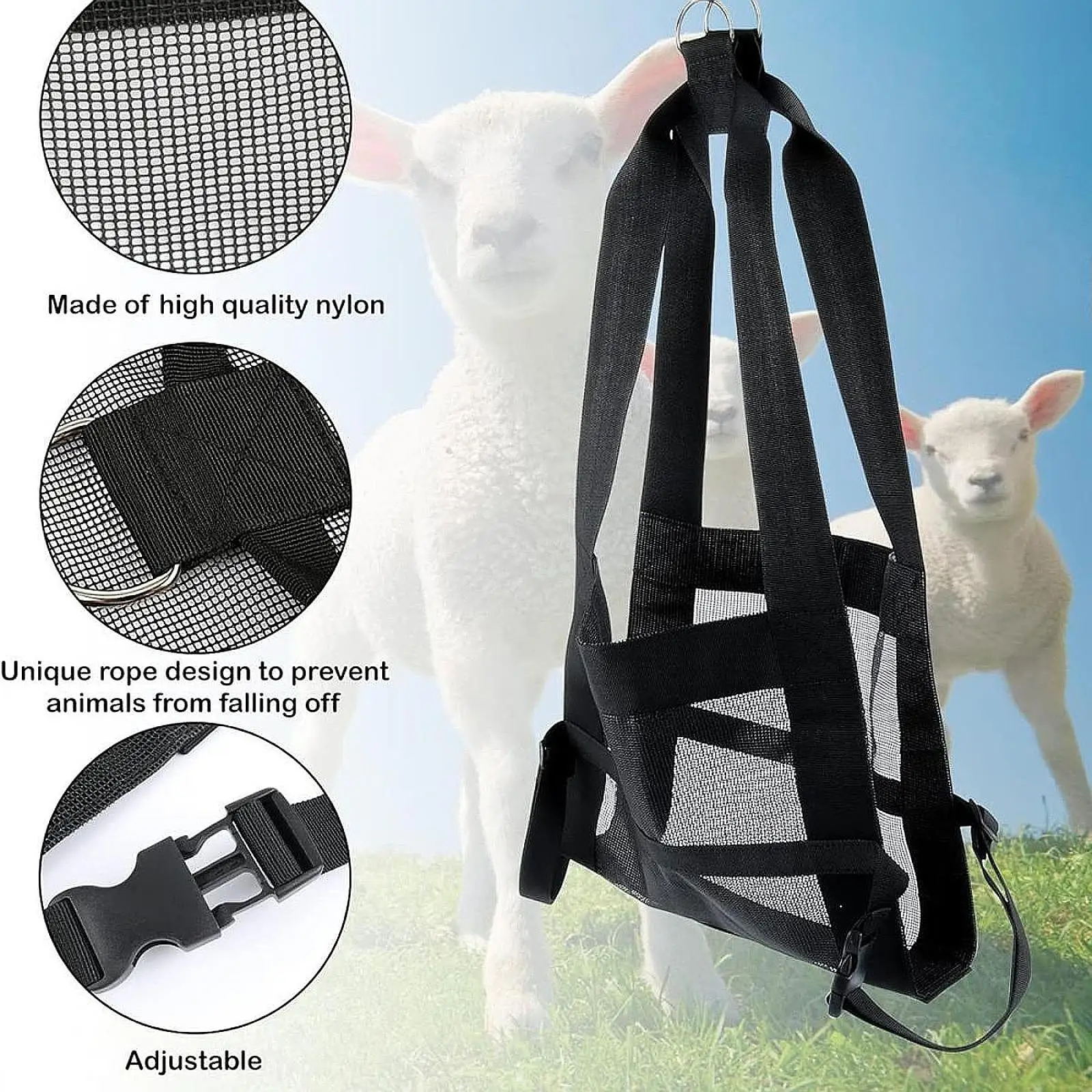 Eslinga para pantorrillas para pesar animales, eslinga portátil para peso de cordero con correas ajustables para cabras, cerdos, ganado, perros - imagen 4