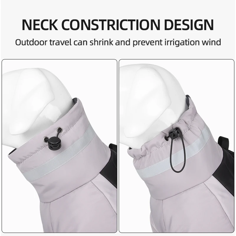 Abrigo cálido para perros grandes, chaqueta acolchada reflectante de invierno para perros en clima frío con arnés, chaleco impermeable incorporado para mascotas, traje de nieve - imagen 4