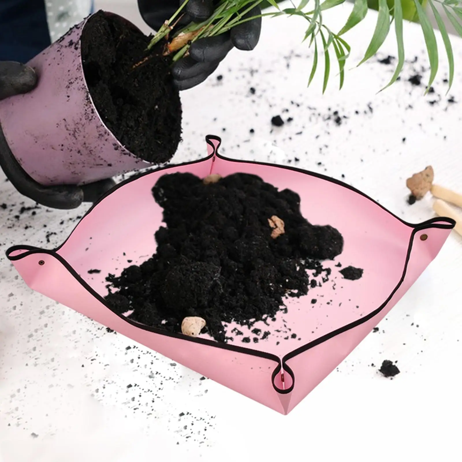 Estera plegable impermeable para repotting de plantas, almohadilla para macetas para trasplante de macetas, mezcla de suelo, herramienta de poda de plantas para jardín - imagen 4
