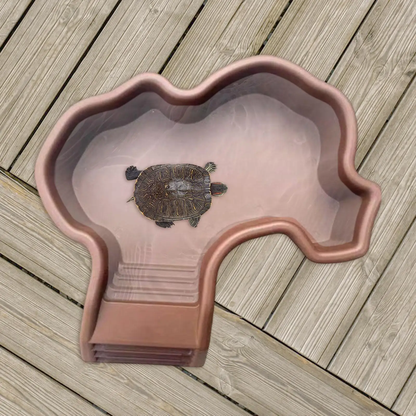 Plato de comida de tortuga con rampa, lavabo de baño de tortuga, plato de agua para reptiles para anfibios, ranas con cuernos, plataforma de tomar el sol de lagarto
