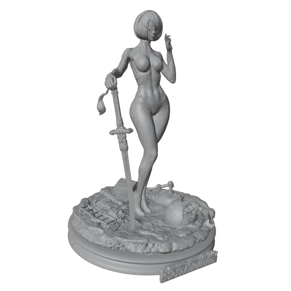 Figura de resina 1/24 Warrior miniatura gris, sin montar ni pintar