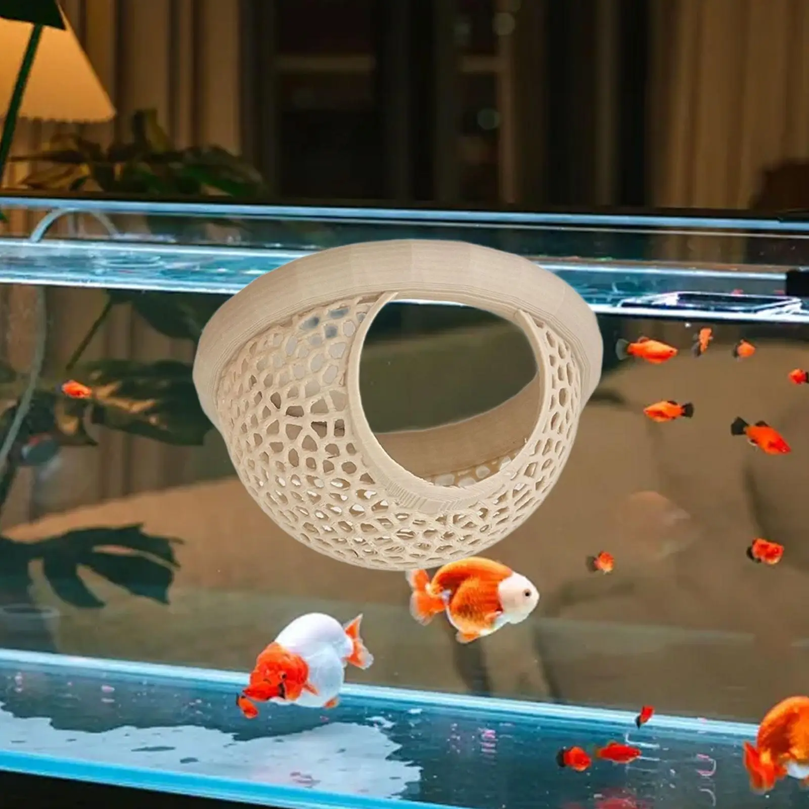 Cueva oculta de camarones y peces flotantes, accesorios decorativos para tanque, anillo de alimentación, hamaca de descanso para camarones Betta, pequeño acuático - imagen 3